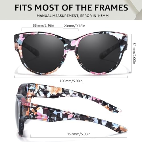TJUTR Polarized Fit Over Sunglasses for Women, Trendy Sun Glasses Over Prescription Glasses UV400 Protection TS5779