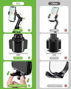 2025 Upgraded Cup Phone Holder for Car, Universal No Shaking Cup Holder Phone Mount with Expandable Base for Car Truck, Adjustable Holders,Compatible with iPhone Samsung All Phones: 1 Pack