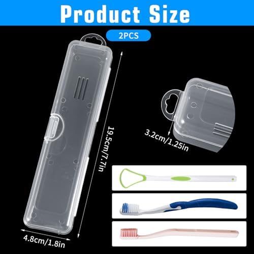 2Pcs Tongue Scraper Case, Portable Flatware Box Travel Tableware Storage Case, Tongue Scraper Travel Cases for Toothbrush Spoon Fork Holder, Camping Picnic