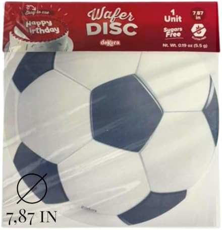 Dekora, Edible Soccer Ball Cake Decoration, Edible Cake Toppers Decoration for Sports Party, Round 7.8 In, For Fondant, Cream, Buttercream and Chocolate Coating, Easy to Use, Sugar-Free