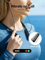 Rythflo Neckband Bluetooth Headphones, ENC IPX7 Sweatproof Sport Earbuds with AI-Enhanced Mic Vibration Call Alert, 50H Playtime Deep Bass Wireless Waterproof Earphones for Work Running Workout Gym