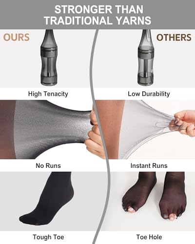 LABELLA Run Resistant Tights for Women, Durable Pantyhose, Ultra Strong and Semi Opaque, Control Top Tights