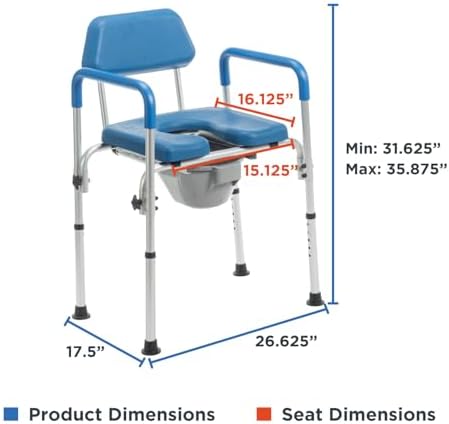 Journey SoftSecure 3-in-1 Commode Chair - 3-in-1 Bathroom Chair with Microban - Bedside Commode Chair for Toilet with Arms & Pail - Elevated Toilet Seat & Shower Chair - Raised Toilet Seat