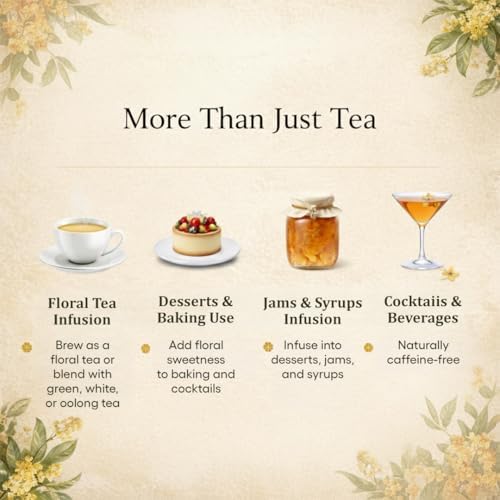 Green Hill Tea Osmanthus Flower Dried – Premium– Fragrant Osmanthus Dried Flowers -Loose Leaf Tea – 100% Pure, Natural, Non-GMO – Great for Brewing, Baking & Infusions 1 OZ