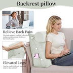 Bed Wedge Reading Pillow, Adjustable Reading Throw Cushion Triangular Pillow Wedge Couch Pillow for Lumbar Neck Back Support Pillow with Removable Linen Cover