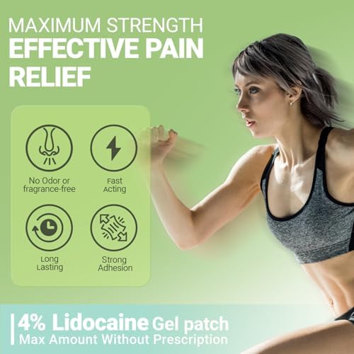 ishancare Lidocaine 4% Patches Pain Relief Maximum Strength Fast-Acting for Back Neck Shoulders, Knees, Elbows Topical Analgesic Unscented 14 Count