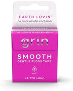 GRIN Smooth Floss Box, Gentle Floss Tape, 43.7 Yards (40M), Minty Flavor, Recyclable Packaging, 132 Feet of Gentle Floss Tape, No More Plastic Container, No Shredding or Breaking (Pack of 2)