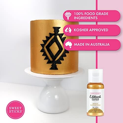 Sweet Sticks Edible Art Decorative Cake Paint 0.5 Ounce (15 Milliliters), Metallic Platinum Gold