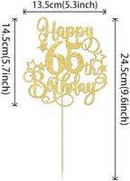 1 PCS Happy 65th Birthday Cake Topper Glitter Cheers to 65 Years Birthday Cake Pick Hello 65 Fabulous Cake Decoration for Happy 65th Birthday Anniversary Party Decorations Supplies Gold
