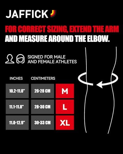 Jaffick Weightlifting Elbow Brace(1 Pair) - Elbow Sleeve with Dual Adjustable Compression Straps for Bench Press, Powerlifting, Pressing, Men & Women (Black, L)