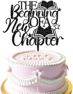 A Sweet Ending to A New Beginning Cake Topper,The Adventure Begins,Farewell Party Decorations,Graduation Retirement Engagement Baby Shower Party Decorations Black Glitter