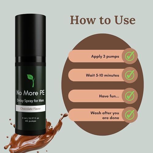 Lidocaine Delay Spray for Men 5 ml (40 Pumps) in Chocolate Scent, Climax Control Desensitizer to Last Longer in Bed with Enhanced Numbing Effect, Male Desensitizing Spray for Him
