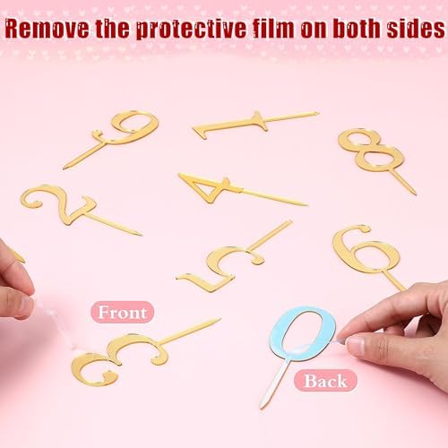 0-9 Number For Cake Topper,10 Pcs Gold Acrylic Number Cake Topper for Birthday Party Wedding Anniversary Cake Decorations