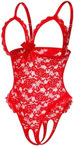 Avidlove One Piece Lingerie Sexy Teddy Ruffle V Neck Bodysuit Lace Nightie