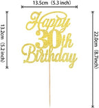 Rsstarxi 1 Pack Happy 30th Birthday Cake Topper Glitter 30 & Fabulous Cheers to 30 Years Old 30th Birthday Cake Pick for Celebrating 30th Birthday Anniversary Party Cake Decorations Supplies Gold