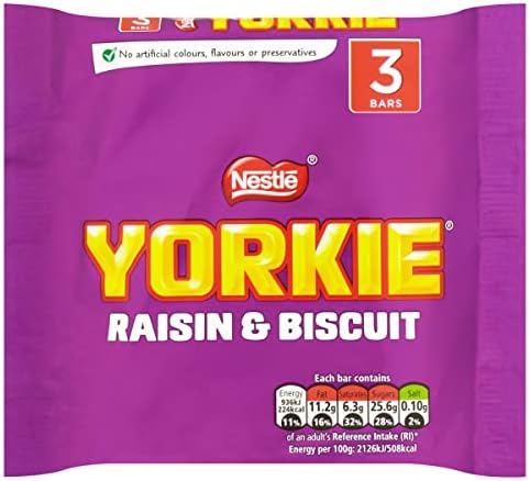 Yorkie Raisin and Biscuit Chocolate Multipack, 3 x 44 g
