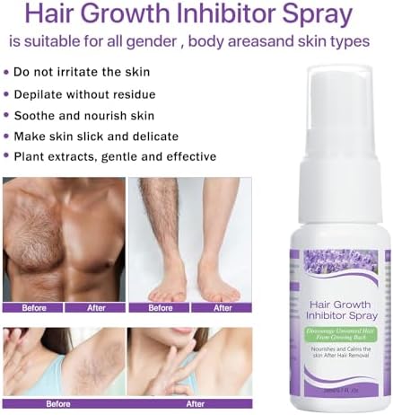 Hair Growth Inhibitor for Face, Hair Inhibitor Permanent Spray, Non-Irritating Hair Inhibitor, Permanent Hair Removal Spray for Body, Face, Underarm, Arm, Leg, Private Areas, Slows Regrowth (1)