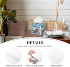 Shells Starfish on Beach Tissue Box Cover Square,Summer Ocean Shells Starfish Tissue Box Holder Waterproof Leather Facial Paper Organizer Dispenser for Bathroom Home Car Nightstand Vanity Desk
