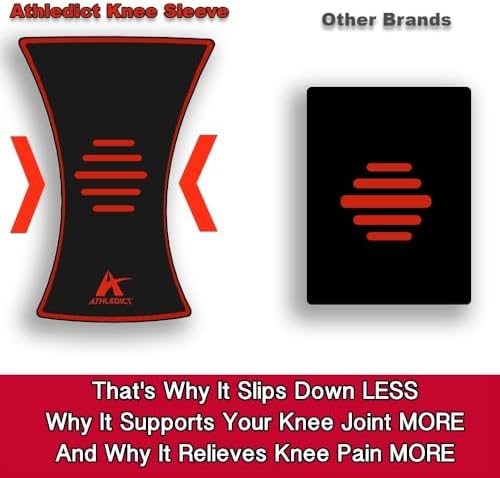ATHLEDICT Knee Brace Compression Sleeve with Strap for Best Support & Pain Relief for Meniscus Tear, Arthritis, Running, Basketball, MCL, Jogging, Post Surgery Recovery for Men & Women, L