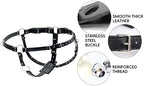 BDSM Strapon Dildo Harness with Butt Plug – Double Penetration Adjustable Black Leather Dildo Belt for Couples – Fetish Strap Toy for Dominance & Submission Play (32"+Waist)