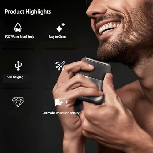 YUYTE Mini Electric Foil Trimmer for Men, Rechargeable Beard & Facial Hair Groomer with Floating Head & LED Display
