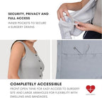 Inspired Comforts Post Surgery Mastectomy Recovery Ribbed Tank top with Drain Pocket & Button Front
