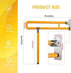 Handicap Grab Bars Rails, 29.5 Inch Foldable Toilet Bar Flip Up Arm Rails with Anti-Slip Grip Shower Assist Aid Safety for Elderly Pregnant Women Disabled Bar (Yellow)