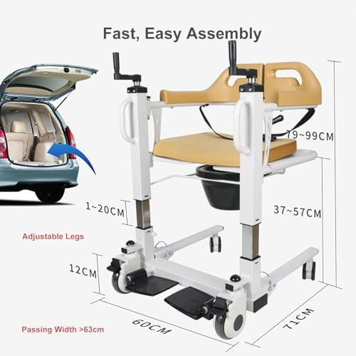 Patient Lift Transfer Chair for Home, Transfer Lift Chair for Seniors, Easy to Use, Shower Chair, Bedside Commode, Weight 290 lbs, Ships from USA