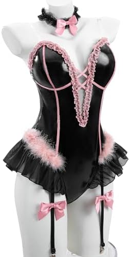 FCCAM Bunny Costume Adult Womens Bunny Bodysuit One Piece Halloween Cosplay Suit