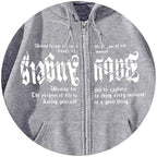 Men's Gothic Printed Hoodies Casual Long Sleeve Zip Up Hoodie Y2K Long Sleeve Sweatshirts