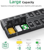 PULIV Weekly Pill Organizer 2 Times a Day with Magnetic Foldable Design for Dual Protection, Large AM PM Pill Box Case for Travel, Compact Medication Organizer for Vitamins, Fish Oils and Supplements