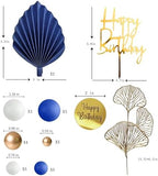 Blue White Gold Balls Cake Toppers Balls Birthday Cake Decorations for Birthday Boho Wedding Baby Shower Party Decoration (Blue White Gold)