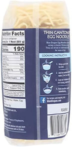 Blue Dragon Thin Cantonese Egg Noodle Nests, 10.58 Oz (Pack of 1) Four Simple Ingredients| Pre-portioned in 6 nests| Vegetarian Friendly