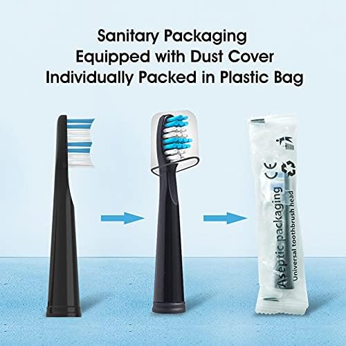 Replacement Toothbrush Heads Compatible with fairywill Electric Toothbrush, Model FW-507/FW-508/2011/959/917/551, D1/D3/D7/D8, W Shape Design Planted with Nylon Bristle (12 Pack - Black)