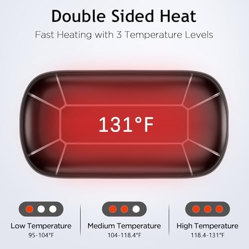Hand Warmers Rechargeable, Portable Electric Hand Warmer, Double-Sided Heating USB Pocket Heater Therapy Great for Raynauds, Hunting, Golf, Camping, Women Mens Gifts