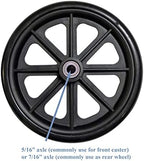 Caster Wheel, Hard Rubber Tire, 8" x 1"- 2 3/8" Hub Width; Fits Most Sunrise, Medline, Drive, Invacare, E&J, Guardian, ALCO & Other Manual Wheelchairs (Black, 7/16" Axle, Wide Hub) One Pair