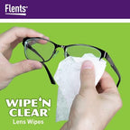 Flents Wipe ’N Clear Biodegradable Lens Wipes, 225 Count Pre-Moistened Eyeglass Cleaner Wipes for Glasses, Screens, and Lenses, Anti-Streak, Quick Dry, Individually Wrapped