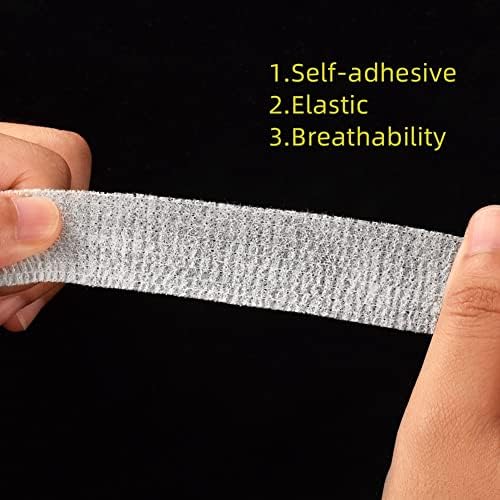 ZJchao Tube Bandage, Elastic Self Adhesive Wrap for Grip and Wrist Support, Non Stick Skin and Clothing, Good Breathability, with Sweat Absorption, for Badminton Basketball Elbow Pads (White)