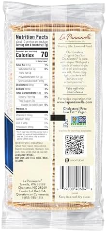 La Panzanella Croccantini, Original Sea Salt Crackers (Pack of 12) - Light Artisanal Crackers, Charcuterie Crackers, Non-GMO, Kosher, 12 x 6 oz