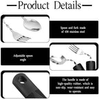 Bendable Adaptive Utensils,1 Pcs Spoon,1pcs Fork(Black),for Elderly, Disabled People, Parkinson’S, Arthritis, Hand Tremors, Weak Hand Grip & Handicapped,Convenient for Independent Eating