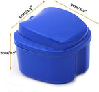 Denture Case, Denture Cup with Strainer, Coolrunner Denture Bath Box False Teeth Storage Box with Basket Net Container Holder for Travel, Retainer Cleaning (Blue) (Dark Blue)
