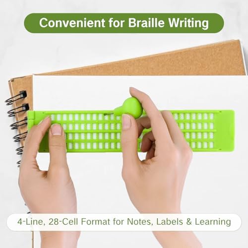 Braille Slate and Stylus Writer Kit Label Maker Typewriter Machine Learning Tools for Beginners Alphabet Board Printer Paper Labeler 4 Lines 28 Cells Fingerboard Writing Kit