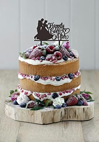 Happily Ever After Wedding Cake Topper - Bride and Groom Embrace Dance Cake Topper for Wedding Engagement Bridal Shower Bachelorette Party Decorations