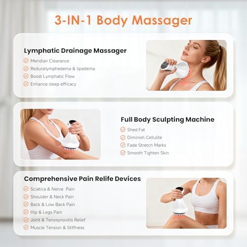 Body Sculpting Machine, Lymphatic Drainage Massager & Anti Cellulite Massage Tool, Helps Reduce Stretch Marks & Cellulite, Targeted Relief for Sciatica, Nerve, Hip, Joint & Muscle and Lower Back Pain