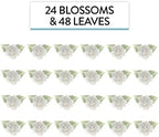 Global Sugar Art Blossoms and Leaves Edible Sugar Cake & Cupcake Flowers, White, Small Unwired, 24 Count with Leaves by Chef Alan Tetreault