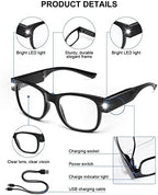 OKH Reading Glasses with Lights, Bright LED Readers, USB Rechargeable Flashlight Eyeglasses for Men Women