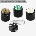 Three Layer Large Pill Organizer, Aluminium, Metal Dispensers, Waterproof, Can Store Pills Anything Sizes, Vitamins, Cod Liver Oil, Supplements and Medication (Black)