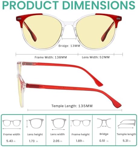 Eyekepper 12 Packs Blue Light Blocking Reading Glasses for Women Ladies Round Computer Readers Yellow Tinted +0.75