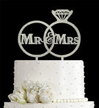 JIEEIN Mr and Mrs Cake Topper,Bride and Groom Sign Wedding,Engagement Cake Toppers Decorations,Silver Glitter Acrylic