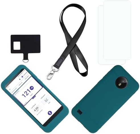 SNK Premium Silicone Protective case with Camera Cutout (Includes Lanyard + Lanyard Patch + Screen Protector) for Omnipod 5 Receiver (Continuous Glucose Monitoring) (Blue)